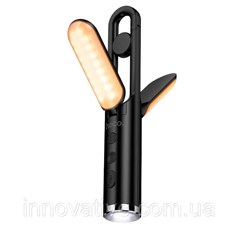 Кемпінгова лампа 2-в-1 HOCO HX13 — багатофункціональний ліхтар з акумулятором та SOS (Чорний), фото 1