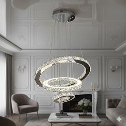 Кришталева світлодіодна люстра-підвіс Linisoln 140W до 20 м² колір Хром 7201-6AW HR