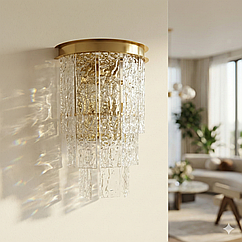 Бра з кришталевими підвісками Diasha цоколь E14 колір Золотистий 816/2BR