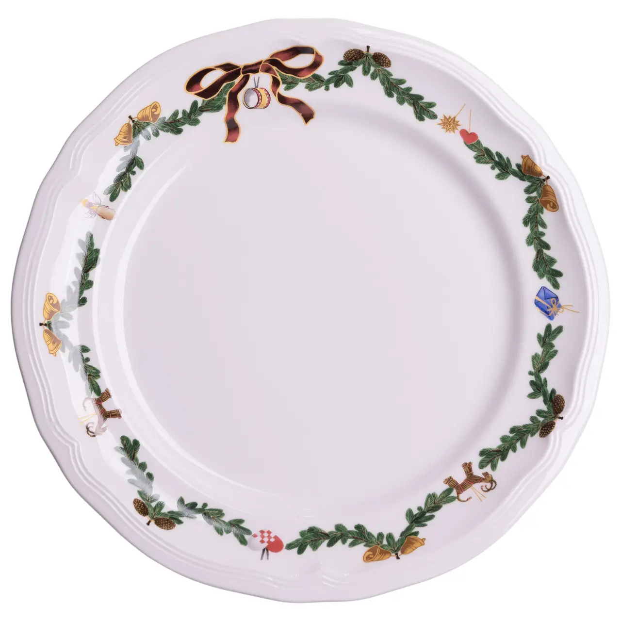 Тарілка новорічна 26 см порцелянова з різдвяним віночком YY78-11A-1, фото 1
