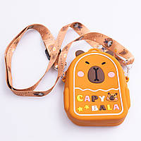 Дитяча силіконова сумка Капібара 12×10×3 (см) через плече Коричневий HP-55-2BR