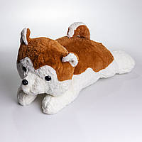 М'яка іграшка-плед, подушка 3 в 1 Хаскі плед в іграшці 50×30×26 (см) Коричневий 7124BR