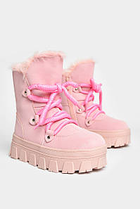 Черевики дитячі для дівчинки світло-рожевого кольору зимові 208581P