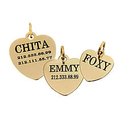 Адресник для Собак BronzeDog Позолота Серце S