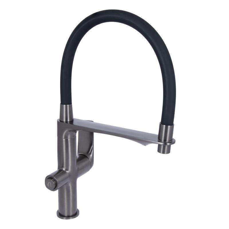 Змішувач для кухні Qtap Vlasta New з гнучким виливом із під'єднанням для питної води QTVLA364GMB45649