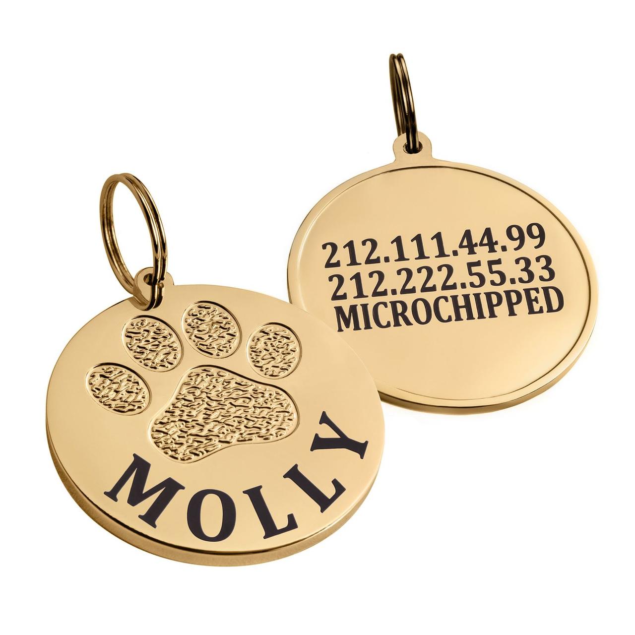 Адресник для Собак BronzeDog з Латуні з Позолотою Лапка S, фото 1