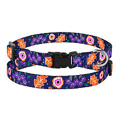 Нашийник для Собак Дрібних Порід BronzeDog Urban Квіти Нейлоновий з Пластиковою Пряжкою Синій XS