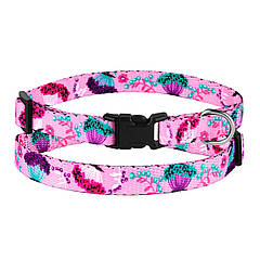 Нашийник для Собак Дрібних Порід BronzeDog Urban Квіти Нейлоновий з Пластиковою Пряжкою Рожевий XS
