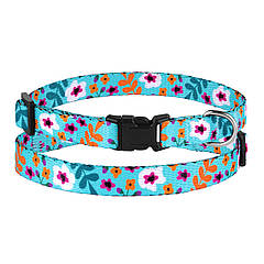 Нашийник для Собак Дрібних Порід BronzeDog Urban Квіти Нейлоновий з Пластиковою Пряжкою Ментол XS