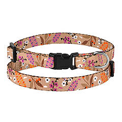 Нашийник для Собак Дрібних Порід BronzeDog Urban Квіти Нейлоновий з Пластиковою Пряжкою Бежевий XS
