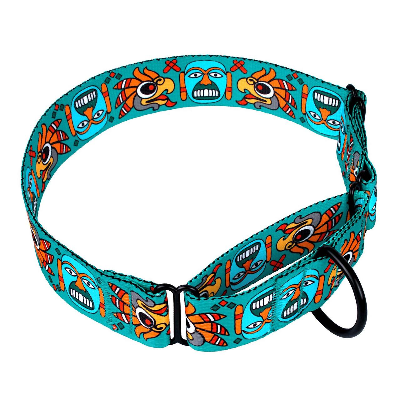 Нашийник для Собак Мартінґейл BronzeDog Urban Маска нейлоновий з металевою фурнітурою Ментол M, фото 1