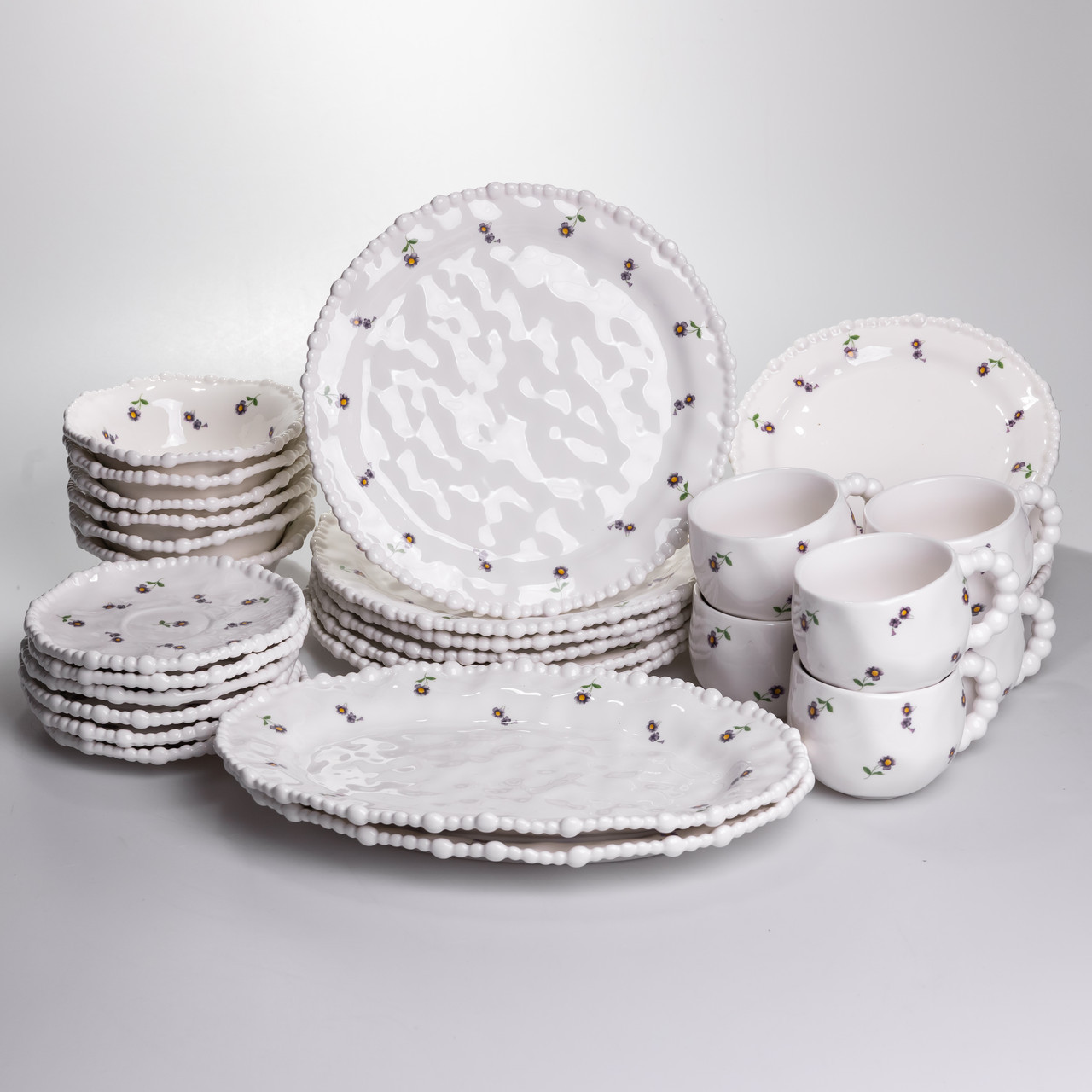 Столовий набір посуду тарілок і чашок 32 предмети на 6 персон Pearl порцеляновий YY78-4A