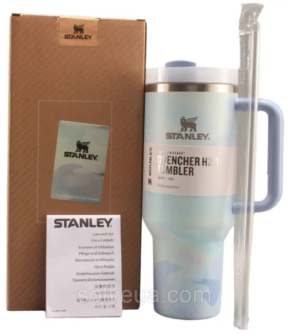 Термос термочашка Stanley Quencher H2.0 Tumbler з нержавіючої сталі Cool Serene 1,18 л KT6007850- C1-Уцінка solve, фото 1