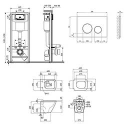Готове рішення Qtap для ванної кімнати: підвісний унітаз Tern Rimless 490x340x350 + комплект інсталяції Nest 4 в 1 (кругла клавіша