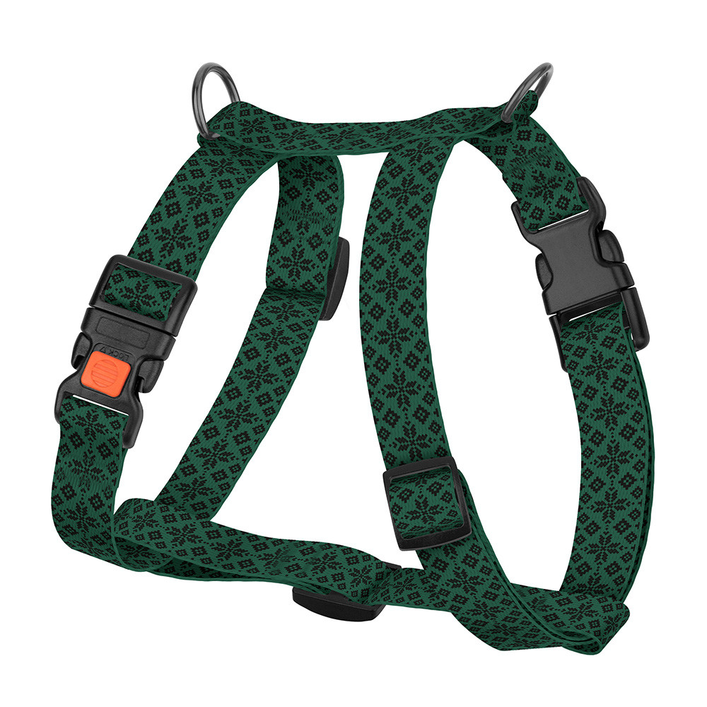 Шлея для Собак Barksi Urban Нейлонова Н-подібна Вишиванка Зелена S, фото 1