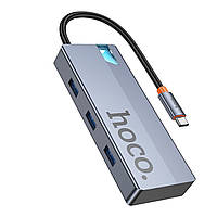 Хаб USB Hoco HB50 Type-C 5-in-1 (HDTV+PD+USB3.0*3) Сірий