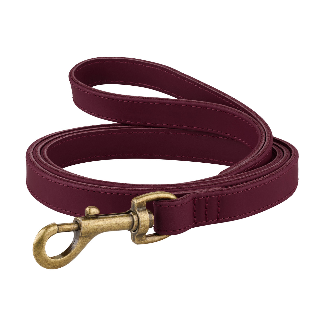 Повідець для собак шкіряний BronzeDog Antiq бордовий S, фото 1