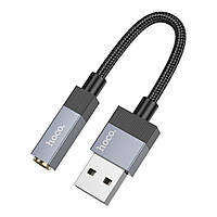 Кабель Aux Hoco UPA32D USB-A to Aux 3.5mm (Female) 15cm Чорний