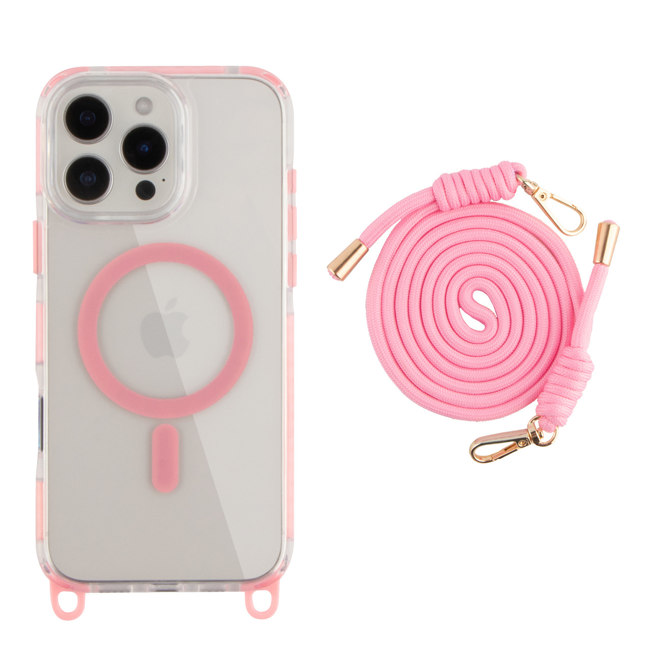 Чохол TPU+PC LanyardCase with MagSafe для iPhone 16 Pro Max Pink, фото 1