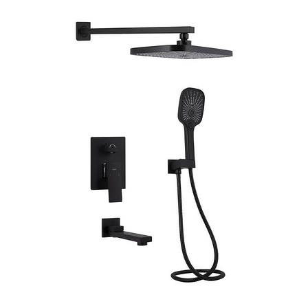 Душова система універсальна Qtap Gemini прихованого монтажу на три споживачі QTGEM114BLM45703 Black Matt, фото 1