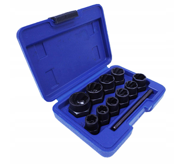 Набір головок для пошкоджених болтів та гайок 11 пр. 9-19 мм SILVER S10753