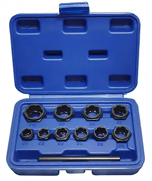 Набір головок для пошкоджених болтів та гайок 11 пр. 9-19 мм (короткі) SILVER S10752/1