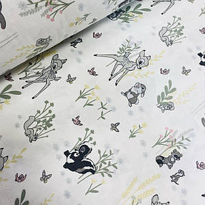 Фланелева тканина лісові тваринки в сірих тонах на білому (ТУРЦІЯ шир. 2,4 м) (FL-FR-0245)