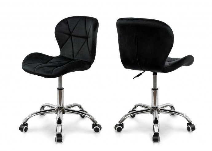 Стілець комп'ютерний на колесах Роккі Мікс меблі, оббивка велюр чорного кольору