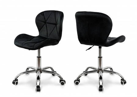 Стілець комп'ютерний на колесах Роккі Мікс меблі, оббивка велюр чорного кольору, фото 1