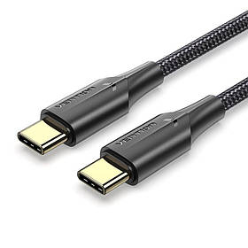 Кабель Vention Nylon Braided USB 2.0 C Male to C Male 3A Cable 2M Black LED Type (TAUBH) yL.