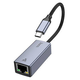 Мережевий адаптер HOCO UA37 Type-C ethernet adapter (1000 Mbps) Metal Gray yL.