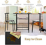 Набір для кухні або їдальні - стіл та 2 стільці у стильному сучасному дизайні, чорного кольору, фото 5