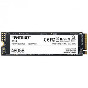 Накопичувач SSD M.2 Patriot P310 480GB NVMe 2280 PCIe 3.0x4 3D NAND TLC yL.