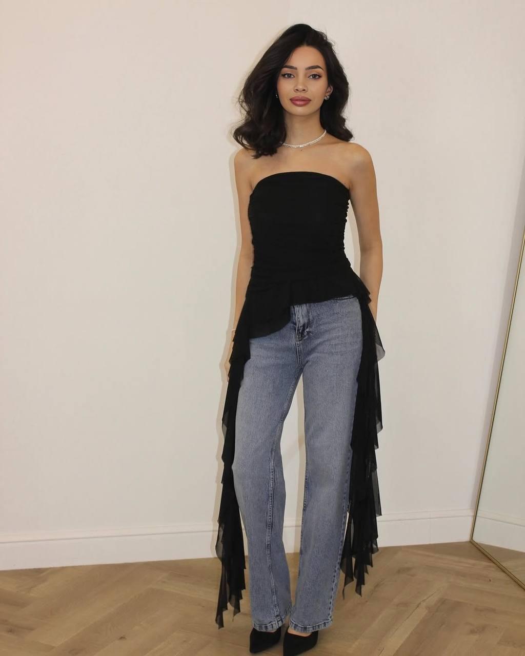 Топ із воланами для милих дам "Мікродайвінг". Розміри: 40-44, фото 1