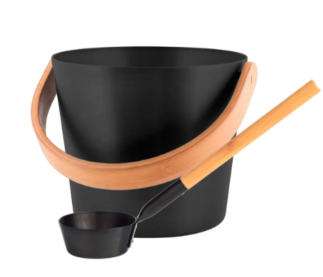 Набір Відро 5 л + Черпак Rento чорний для сауни лазні