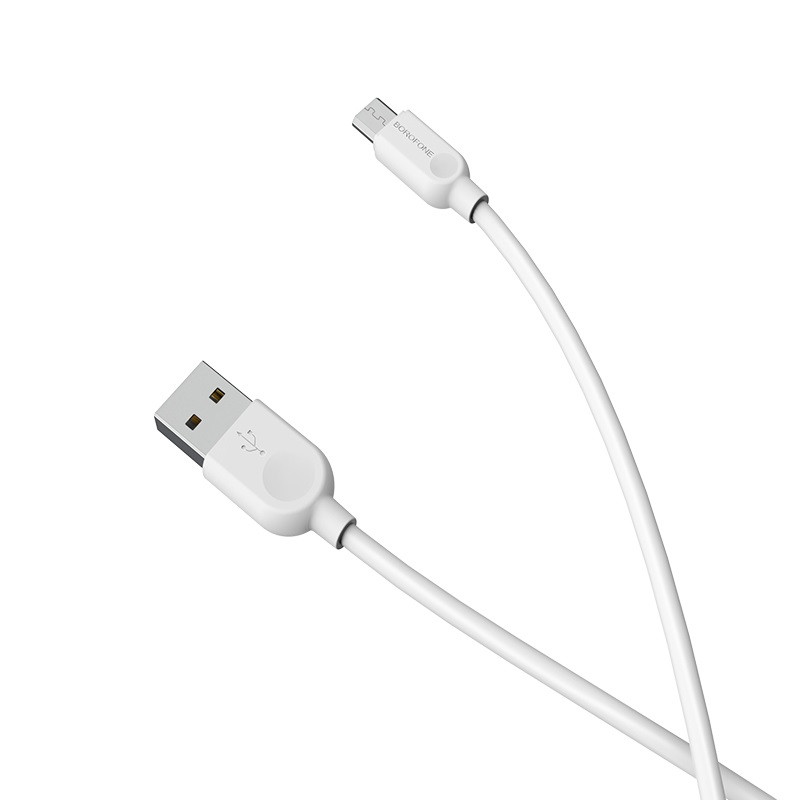 Кабель BOROFONE BX14 USB to Micro 2.4A, 1m, PVC, TPE connectors, White yL., фото 1