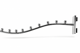 Кронштейн (Флейта) в рейку "хвиля" 35см (9 кульок) хром