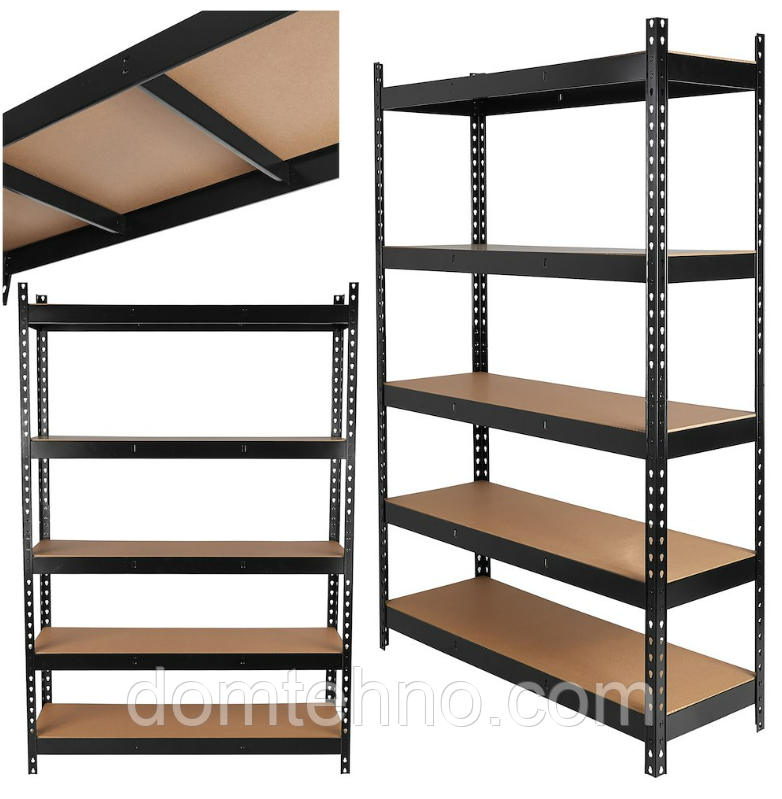 Чорний стелаж для зберігання 180x40x120 см 280 кг посилений Geko G10868