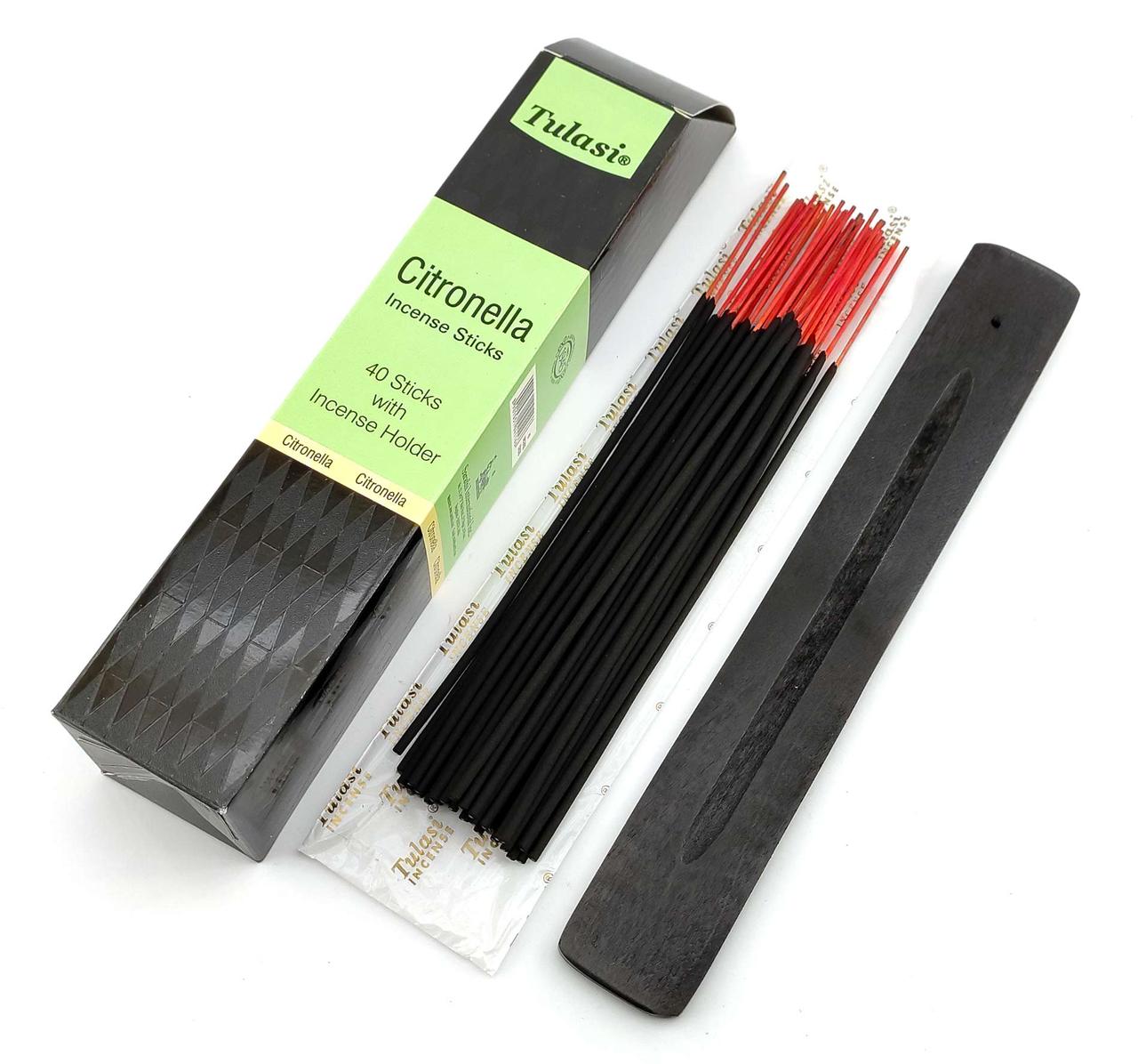 Citronella 40 Stiks with Incense Holder (Пахощі 40 штук з дерев'яною підставкою) (Tulasi)