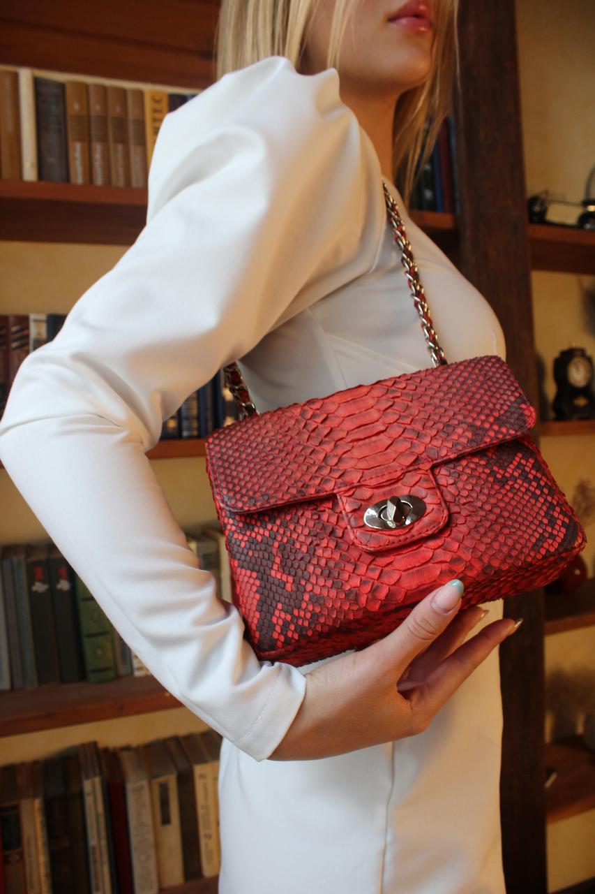 Сумочка зі шкіри пітона оранжева (20х14х8 см)