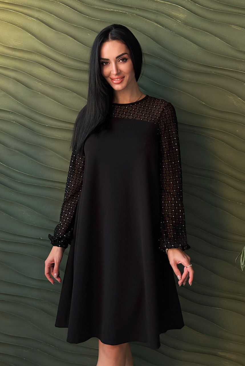 Вечірнє плаття з прозорими рукавами "Sofira" Батал, фото 1