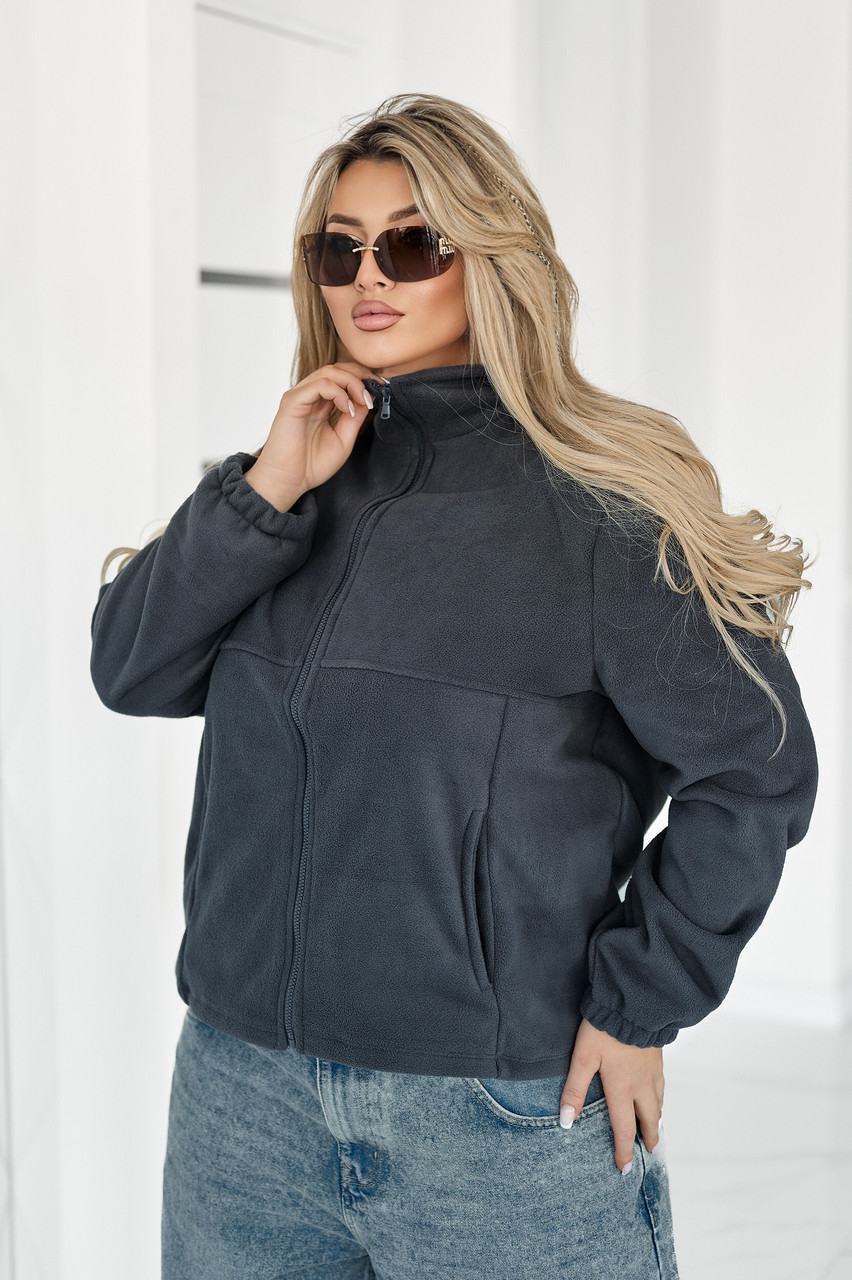 Флісова жіноча кофта на блискавці "Jacket" Батал, фото 1