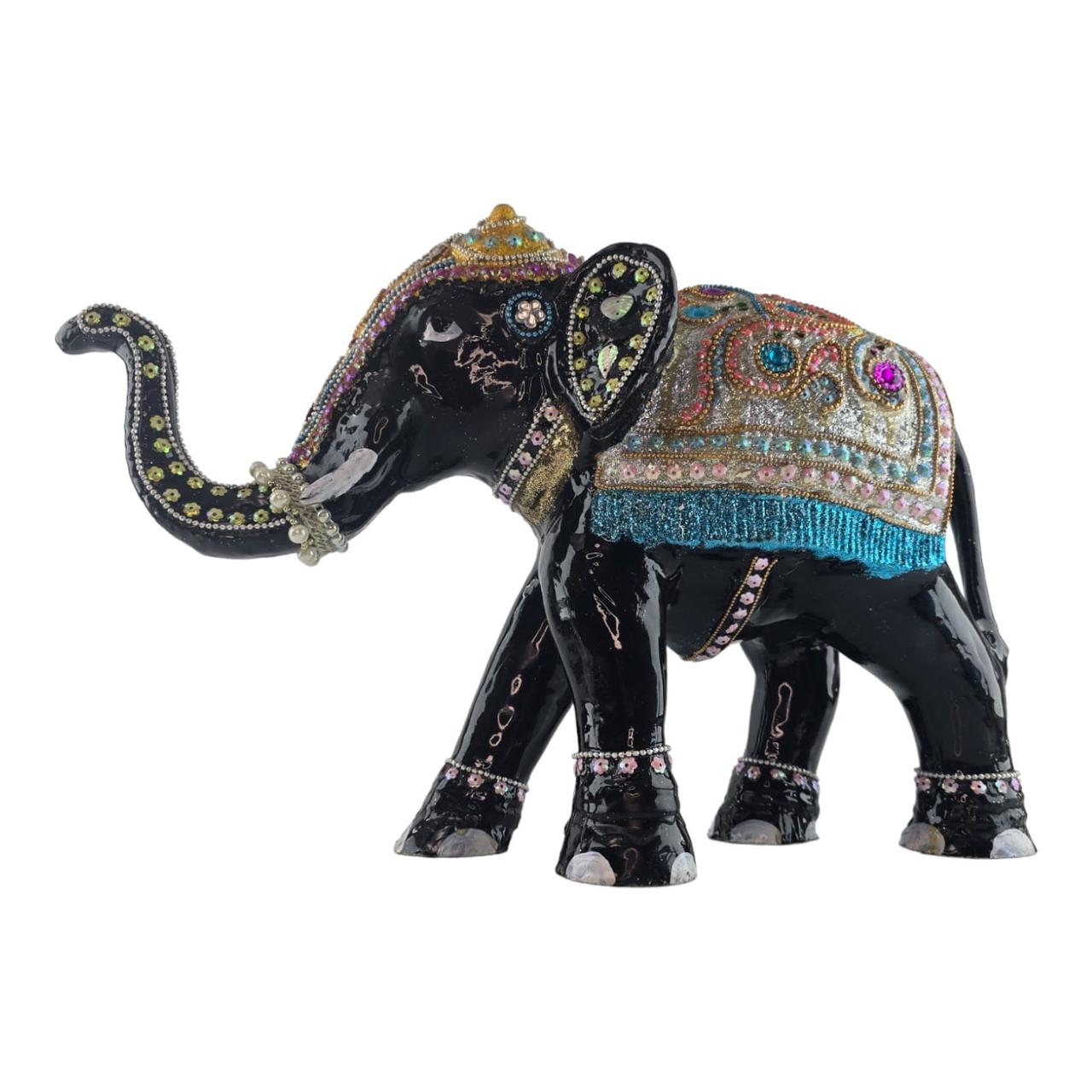 Слон алюмінієвий із інкрустацією зелений (28х44х15 см)