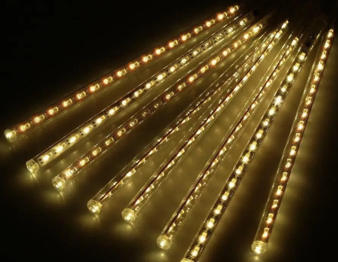 Гірлянда LED для вулиці у формі бурульок довжина 50 см 8 шт. білий теплий, фото 1