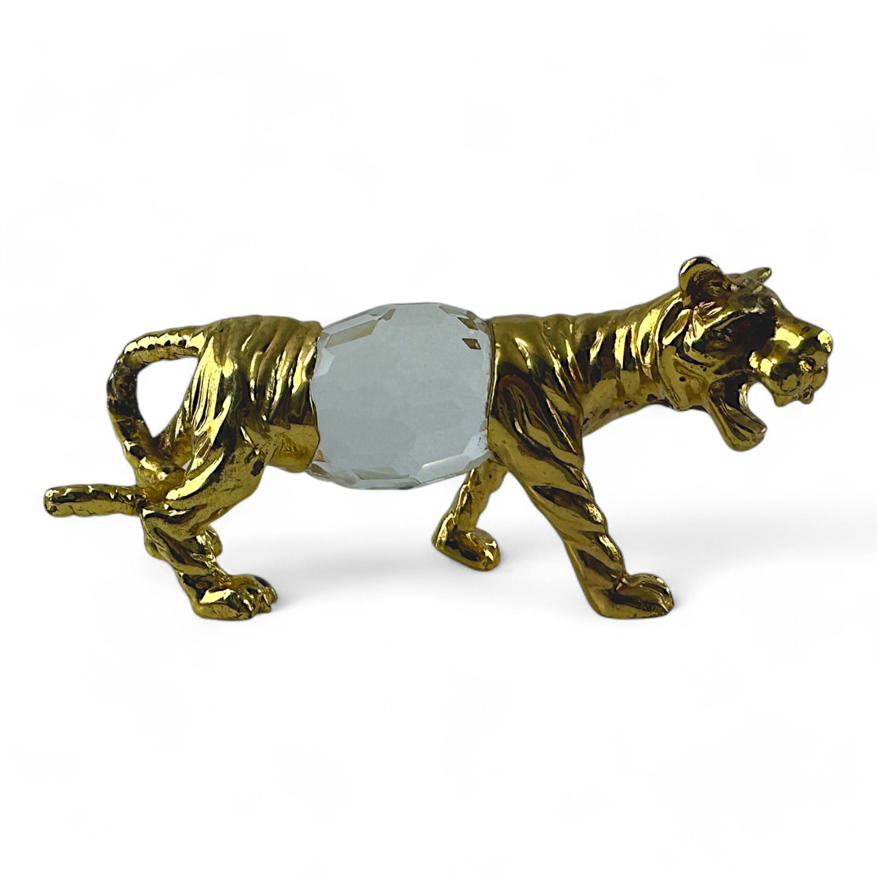Статуетка "Тигр" з бронзи та кришталю (4,6х9,6х3 см)