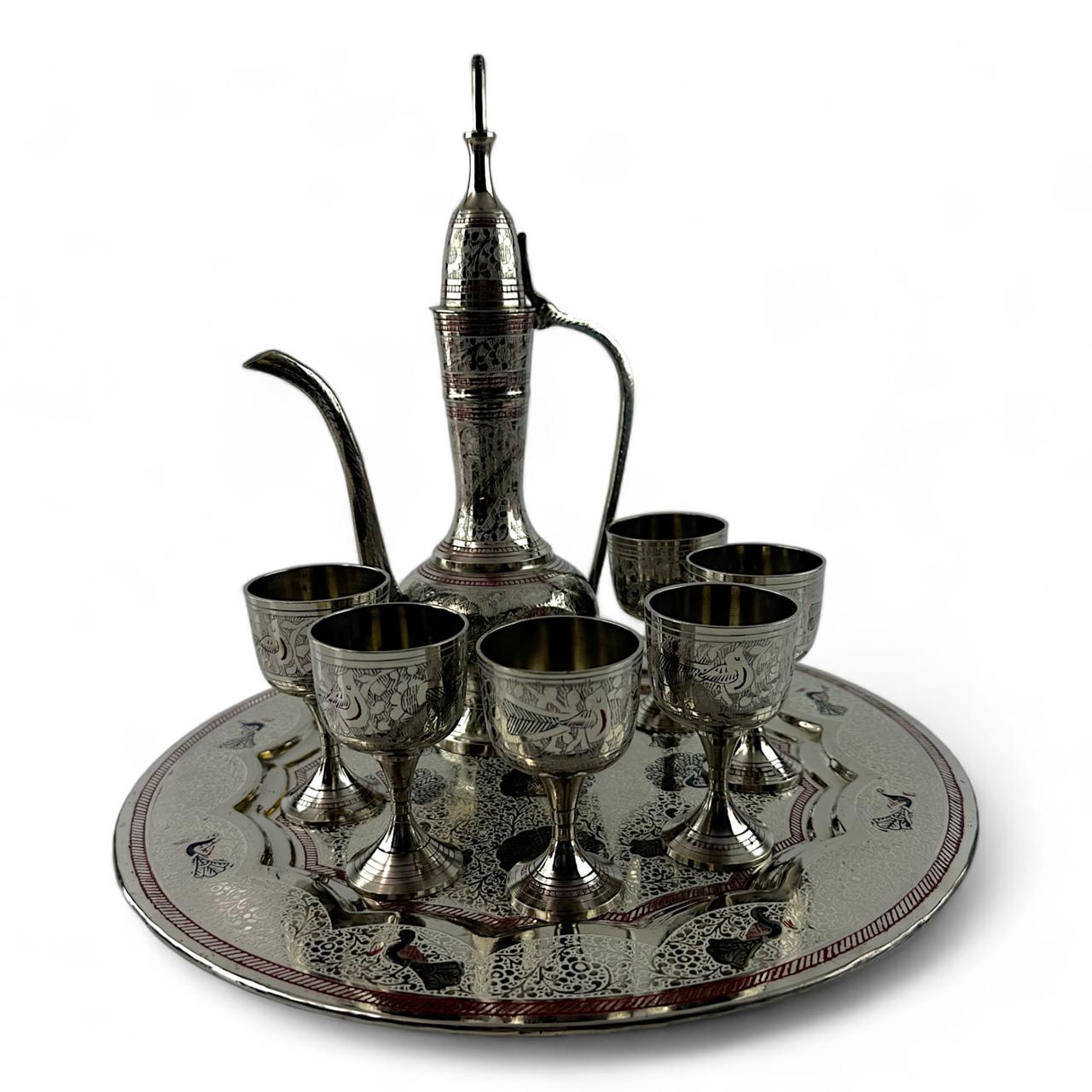 Сервіз бронзовий кольоровий, таця, 6 чарок 50мл., глечик 250мл)(h-8 см піднос d-30)