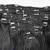 Натуральне Європейське Волосся на Заколках 50 см 100 грам, Чорний №01, фото 7