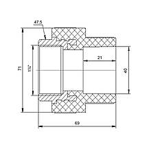 Муфта PPR Blue Ocean 40х1" 1/4 ВР, фото 2