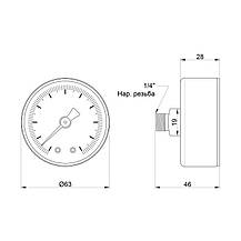 Манометр Icma 1/4" 0-10 барів, заднє під'єднання No243, фото 2