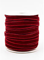 Стрічка велюр (бархатна) 1,0см бордо за 1м 12473